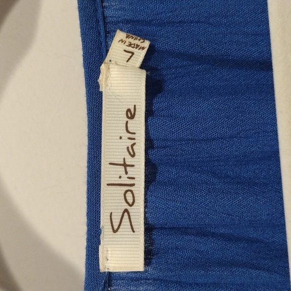 Solitaire Women's Royal Blue Embroidered Rayon Peasant Style Blouse Size L-Boho - Picture 2 of 6